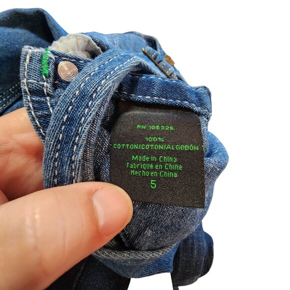 John Deere Kids Denim Overalls Size 5 Blue Cotton Adjustable Straps - Picture 4 of 4